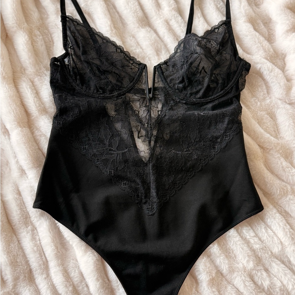 Fleur du Mal Black Bianca Lace Bodysuit
